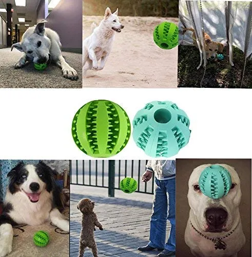 Bojafa - Juguetes para perros con forma de bolas, duraderos, para masticar, para cachorros, limpieza de dientes de perros pequeños, grandes, para hacer salchichas, jugar y dispensar dulces