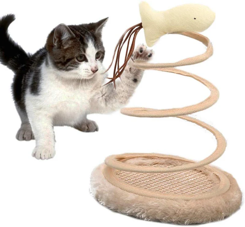 Juguete interactivo para gatos de Andiker, juguete de felpa con placa de resorte en espiral y bola divertida o ratón interactivo de acero inoxidable con resorte giratorio para gatos para matar el tiempo y mantener el ajuste