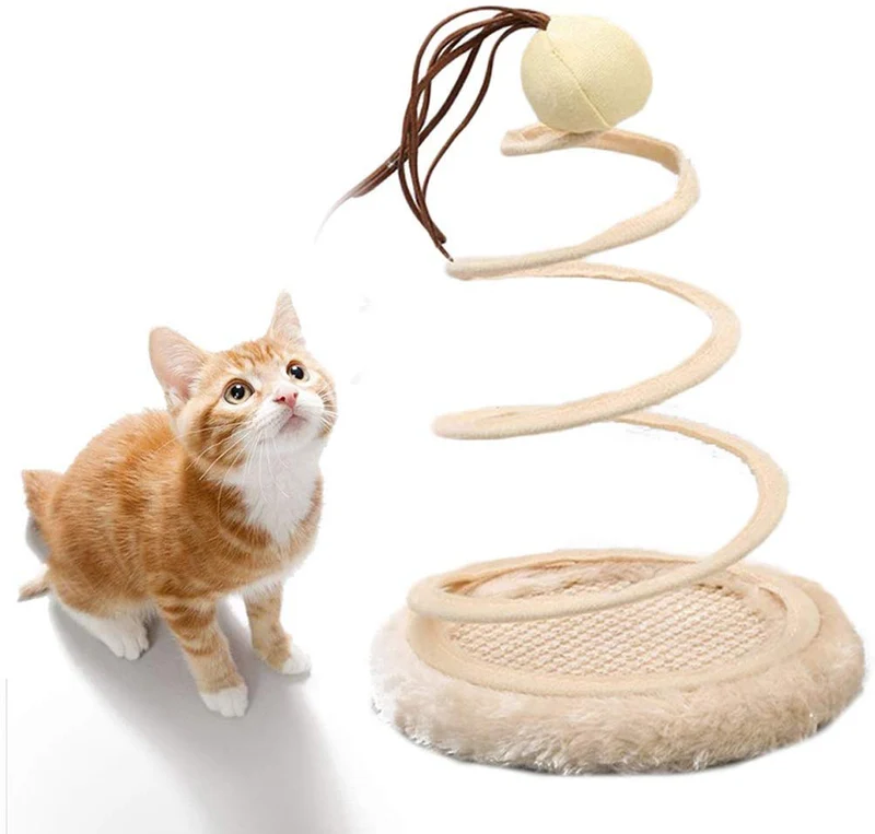 Juguete interactivo para gatos de Andiker, juguete de felpa con placa de resorte en espiral y bola divertida o ratón interactivo de acero inoxidable con resorte giratorio para gatos para matar el tiempo y mantener el ajuste