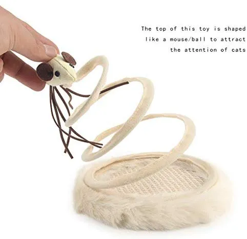 Juguete interactivo para gatos de Andiker, juguete de felpa con placa de resorte en espiral y bola divertida o ratón interactivo de acero inoxidable con resorte giratorio para gatos para matar el tiempo y mantener el ajuste