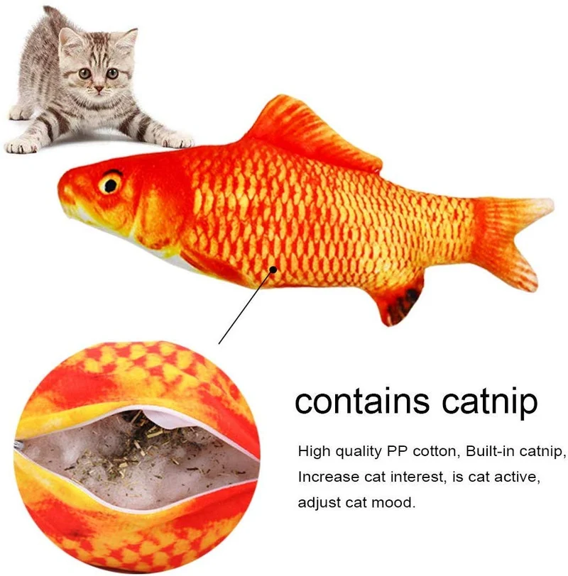 Paquete con 3 juguetes Malier de menta gatuna en forma de peces para jugar, morder, masticar, etc. para gatos, imitación de felpa