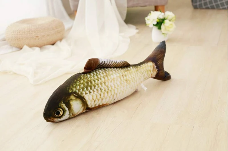 Paquete con 3 juguetes Malier de menta gatuna en forma de peces para jugar, morder, masticar, etc. para gatos, imitación de felpa