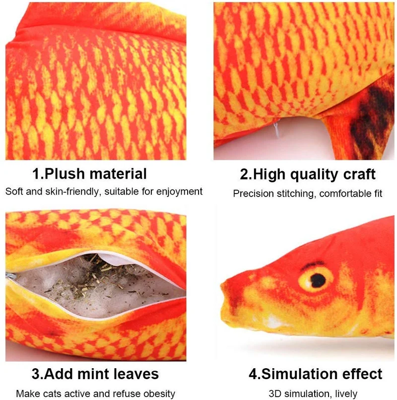 Paquete con 3 juguetes Malier de menta gatuna en forma de peces para jugar, morder, masticar, etc. para gatos, imitación de felpa