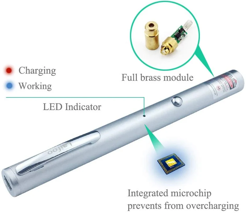 Laifoo USB recargable gato juguetes interactivo LED luz puntero para gatos de la captura de la desgarro entrenamiento