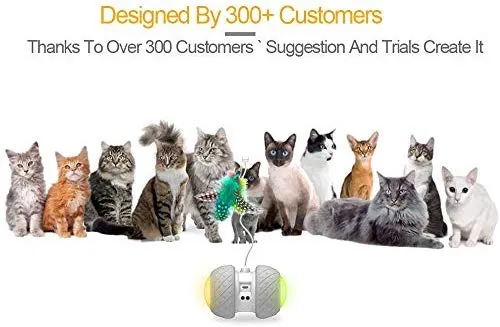 Pelota de juguete interactiva para gatos, movimiento automático irregular, con batería de gran capacidad, juguete para gatos, pájaros y muelles (blanco)