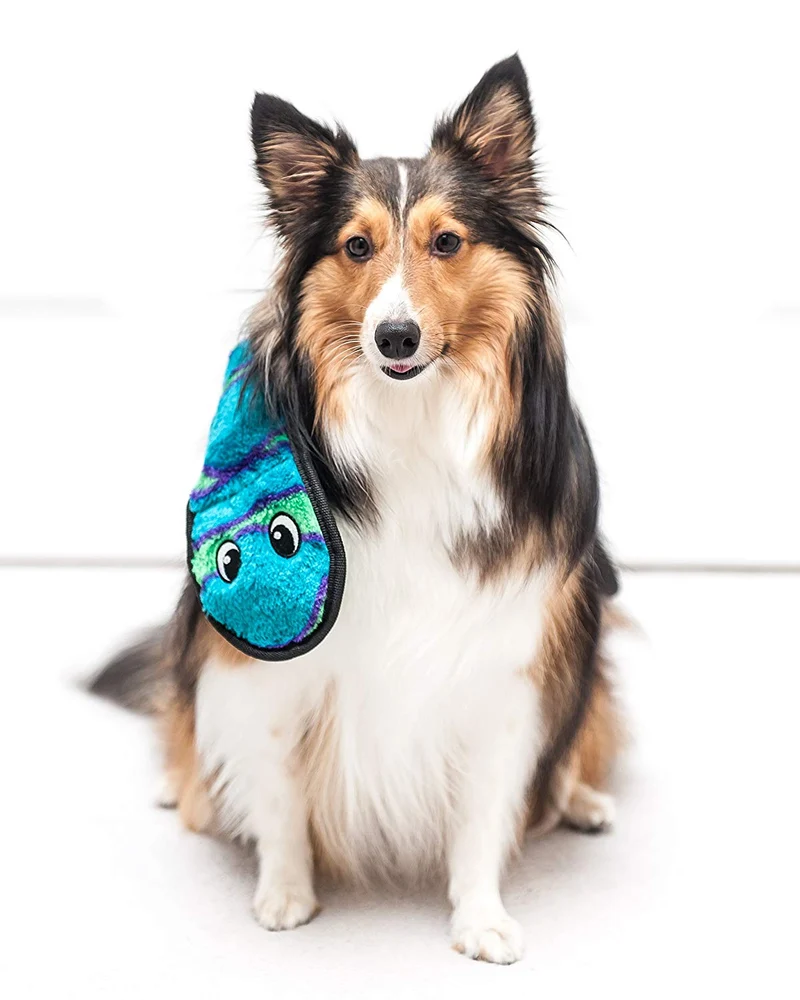 Outward Hound Invincibles Plush, juego para perros duradero sin relleno, serpiente, azul y verde