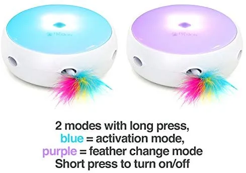PetFusion Ambush Juguete interactivo para gato con pluma giratoria electrónica. (Modos inteligentes, luz nocturna, pilas incluidas).