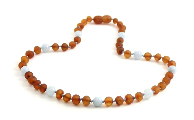 10 piezas de ámbar coñac crudo y aguamarina azul collares al por mayor