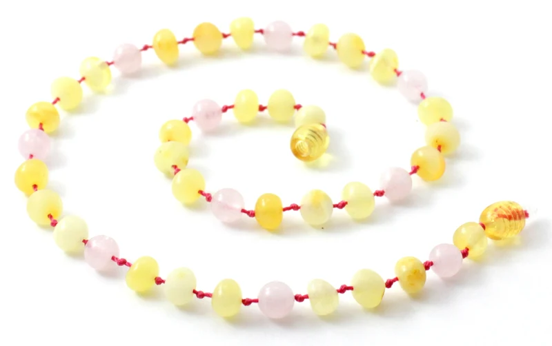 Collar de cuarzo rosa y amarillo lechoso de ámbar