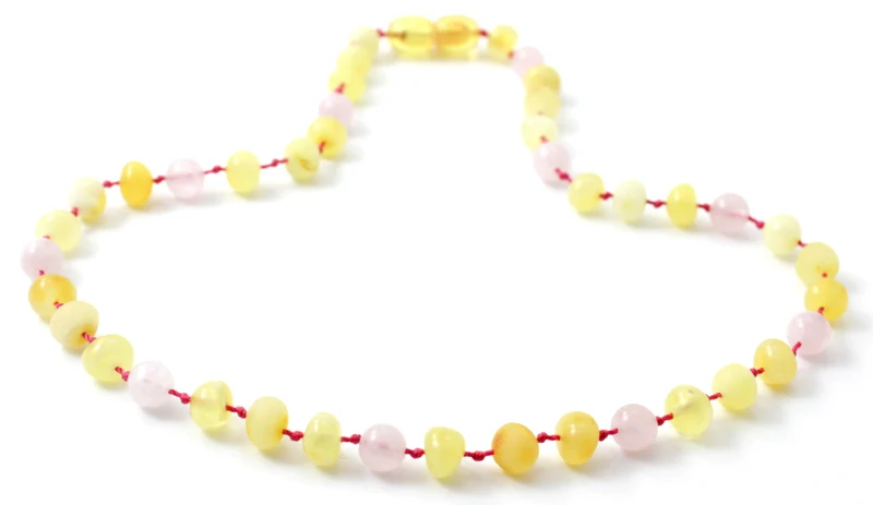 Collar de cuarzo rosa y amarillo lechoso de ámbar