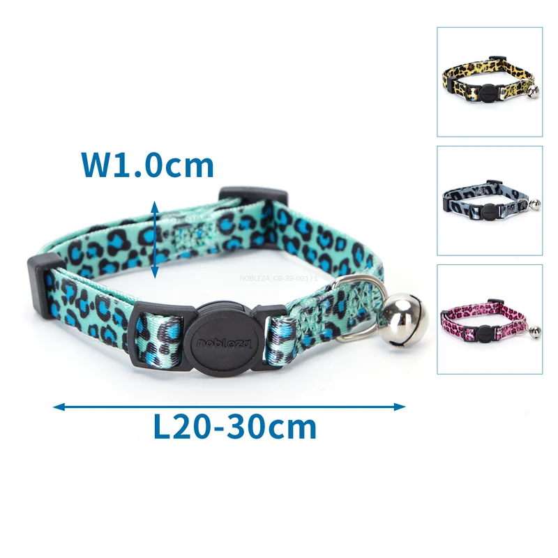 Collar de gato con estampado de leopardo y hebilla de seguridad