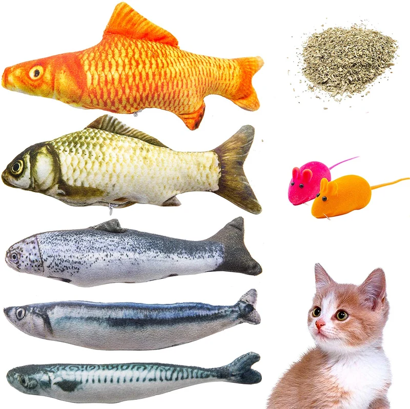Youngever 7 Juguetes para gatos, surtidos con 5 juguetes rellenables para gatos y 2 juguetes para gatos con ratón, extra para rellenar, para gato, cachorro, gatito, hurón, conejo