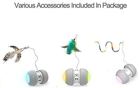 PetDroid Boltz Robotic Juguete interactivo, unido con plumas/pájaros/ratón juguetes para gatos/gatito, batería de gran capacidad/todos los pisos disponibles