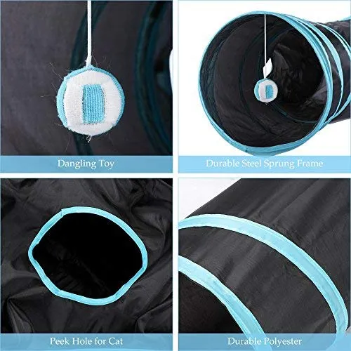 CO-Z Collapsible Cat Tunnel Tube Kitty Tunnel Bored Cat Pet Toys Peek Hole Toy Ball Cat, Puppy, Kitty, Kitten, Rabbit
