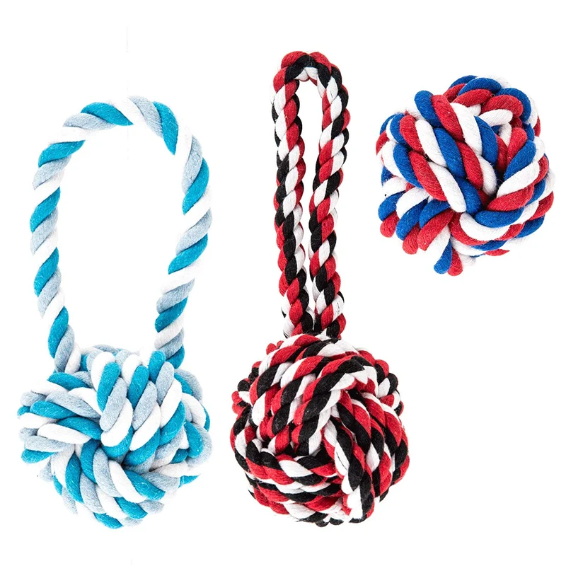 AMZpets Juego de juguetes para perros grandes y masticadores agresivos, 7 cuerdas de algodón casi indestructibles. Juego de juguetes dentales resistentes y duraderos para masticar razas grandes, dientes de cachorro, juego de guerra