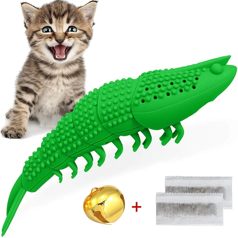 HETOO Cat Toys,Interactive Cat Toothbrush Catnip Chew Treat Toy for Kitten Kitty Cats Teeth Cleaning Dental Care,Crayfish Shape Pet Toy Cat