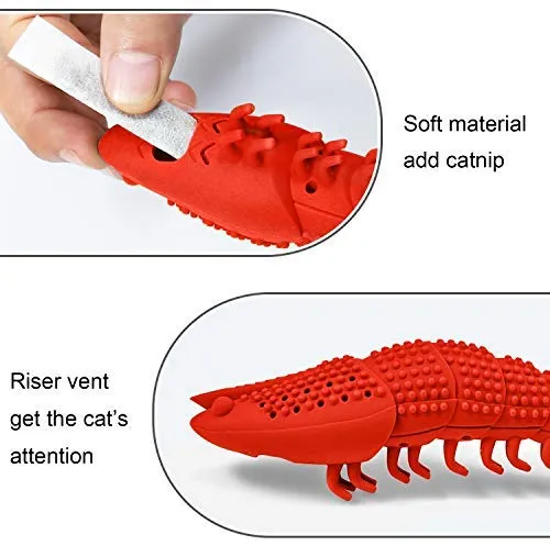 HETOO Cat Toys,Interactive Cat Toothbrush Catnip Chew Treat Toy for Kitten Kitty Cats Teeth Cleaning Dental Care,Crayfish Shape Pet Toy Cat