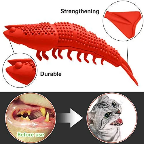 HETOO Cat Toys,Interactive Cat Toothbrush Catnip Chew Treat Toy for Kitten Kitty Cats Teeth Cleaning Dental Care,Crayfish Shape Pet Toy Cat