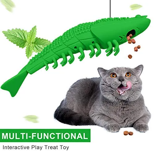 HETOO Cat Toys,Interactive Cat Toothbrush Catnip Chew Treat Toy for Kitten Kitty Cats Teeth Cleaning Dental Care,Crayfish Shape Pet Toy Cat