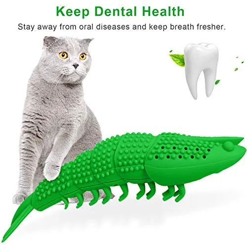 HETOO Cat Toys,Interactive Cat Toothbrush Catnip Chew Treat Toy for Kitten Kitty Cats Teeth Cleaning Dental Care,Crayfish Shape Pet Toy Cat