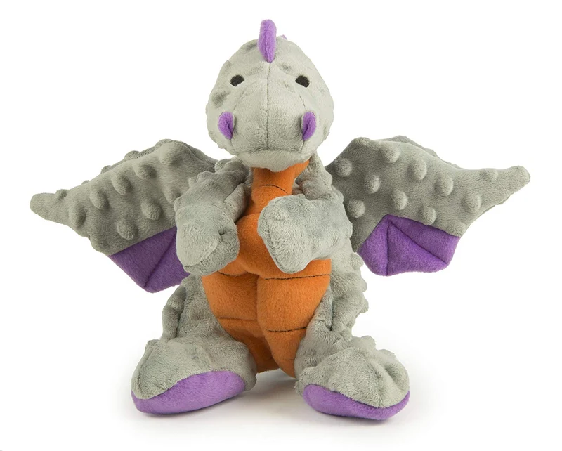 goDog Dragons with Chew Guard Technology Durable Durable Plush Squeaker Dog Toy