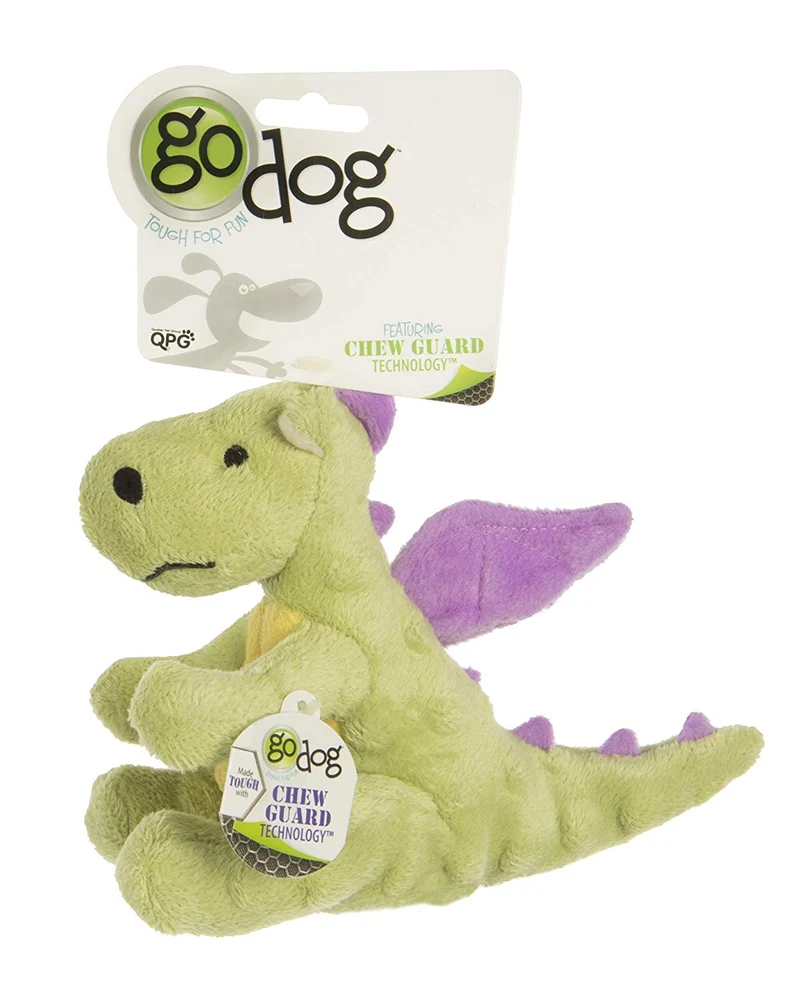 goDog Dragons with Chew Guard Technology Durable Durable Plush Squeaker Dog Toy