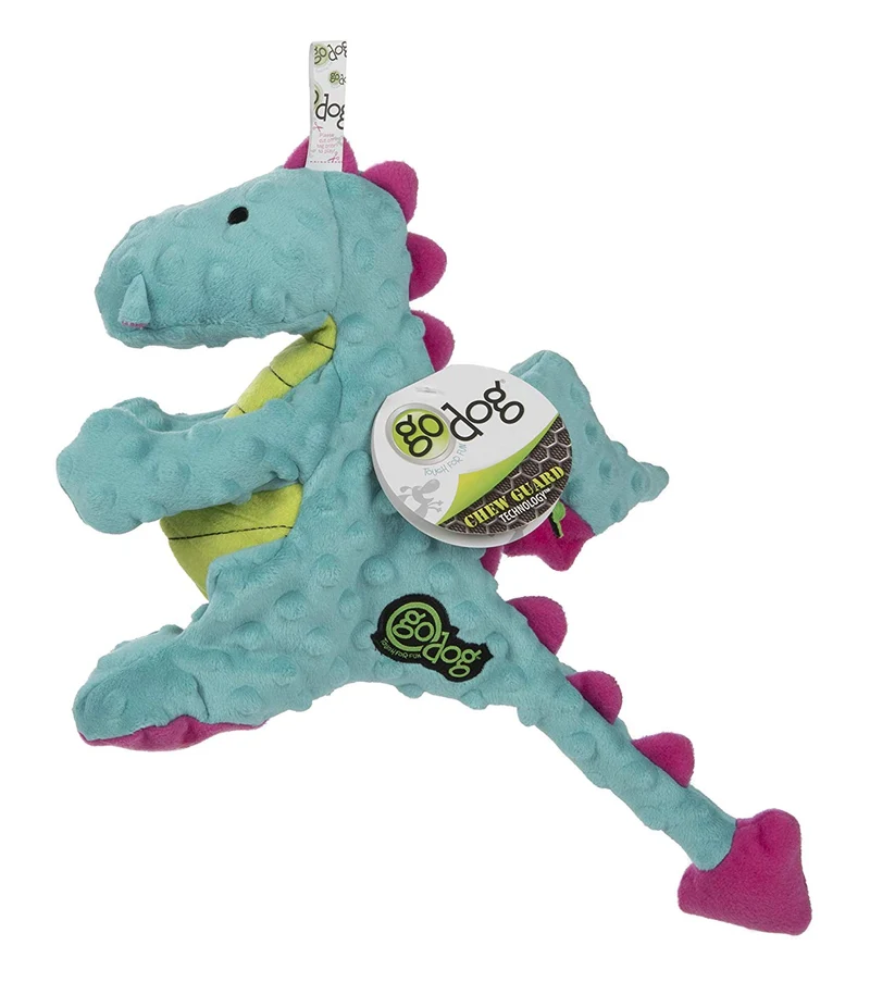 goDog Dragons with Chew Guard Technology Durable Durable Plush Squeaker Dog Toy