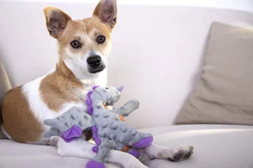 goDog Dragons with Chew Guard Technology Durable Durable Plush Squeaker Dog Toy
