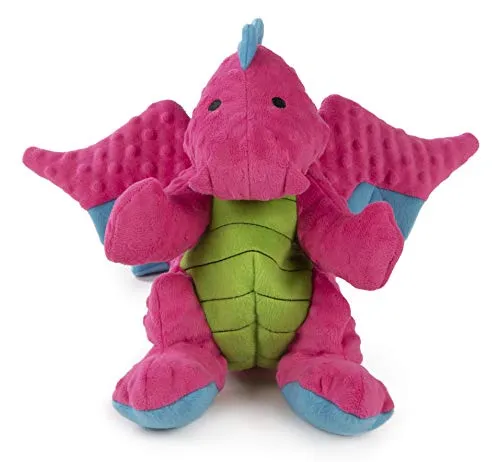 goDog Dragons with Chew Guard Technology Durable Durable Plush Squeaker Dog Toy
