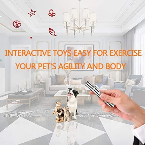 DMY Cat Toys Interactive-7 en 1 Función Chaser Juguete-USB Recargable-Multi Patrón Funny & Mini Linterna Interactiva LED Luz Entretenimiento Herramienta de Entrenamiento para Mascotas