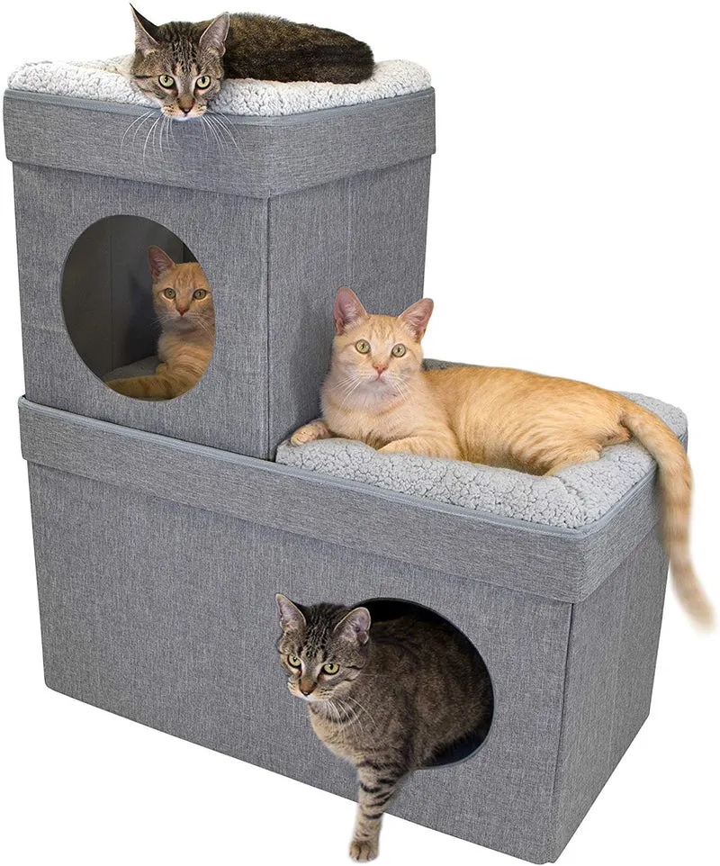 Kitty City - Cama grande para gatos, cubo apilable, casa de gatos para interiores y exteriores