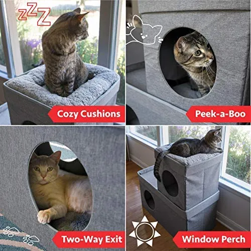 Kitty City - Cama grande para gatos, cubo apilable, casa de gatos para interiores y exteriores