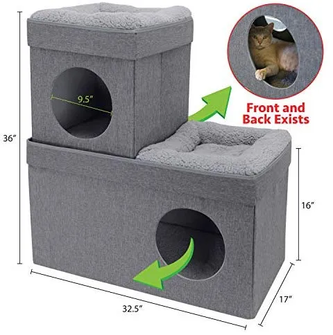 Kitty City - Cama grande para gatos, cubo apilable, casa de gatos para interiores y exteriores