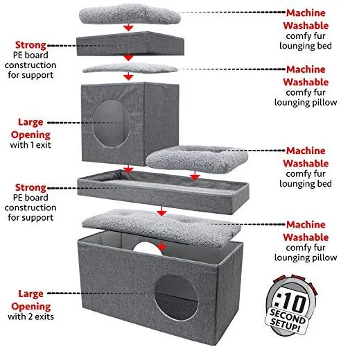 Kitty City - Cama grande para gatos, cubo apilable, casa de gatos para interiores y exteriores