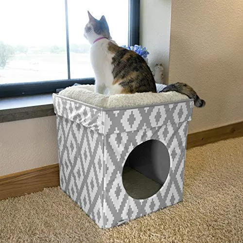 Kitty City - Cama grande para gatos, cubo apilable, casa de gatos para interiores y exteriores