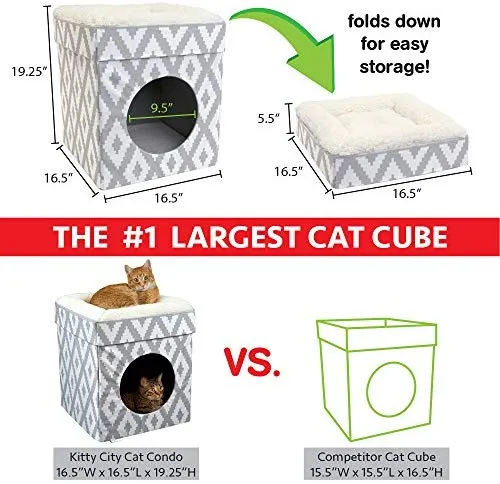 Kitty City - Cama grande para gatos, cubo apilable, casa de gatos para interiores y exteriores