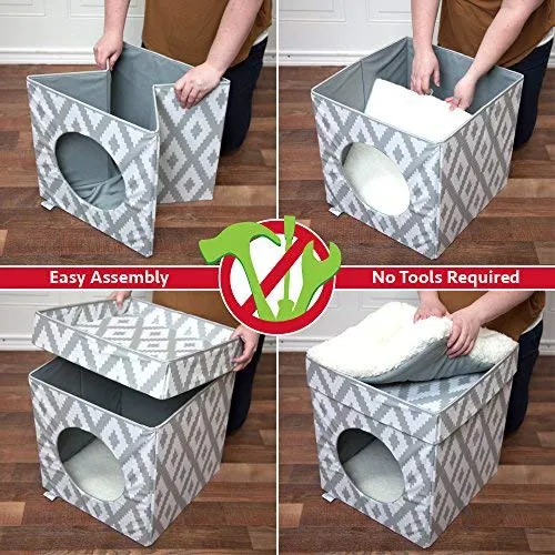 Kitty City - Cama grande para gatos, cubo apilable, casa de gatos para interiores y exteriores