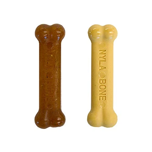 Nylabone Puppy Chew & Dura Chew Peanut Butter Bone Twin Pack Dog Toy