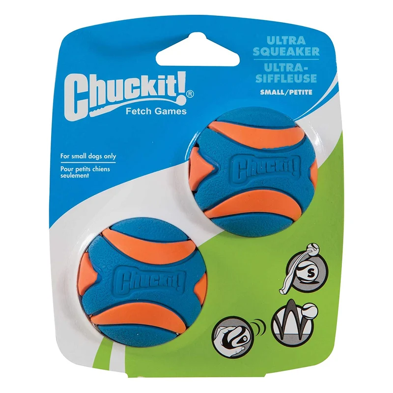 CHUCKIT Pelota ultra chirriadora para perros pequeños, pequeña