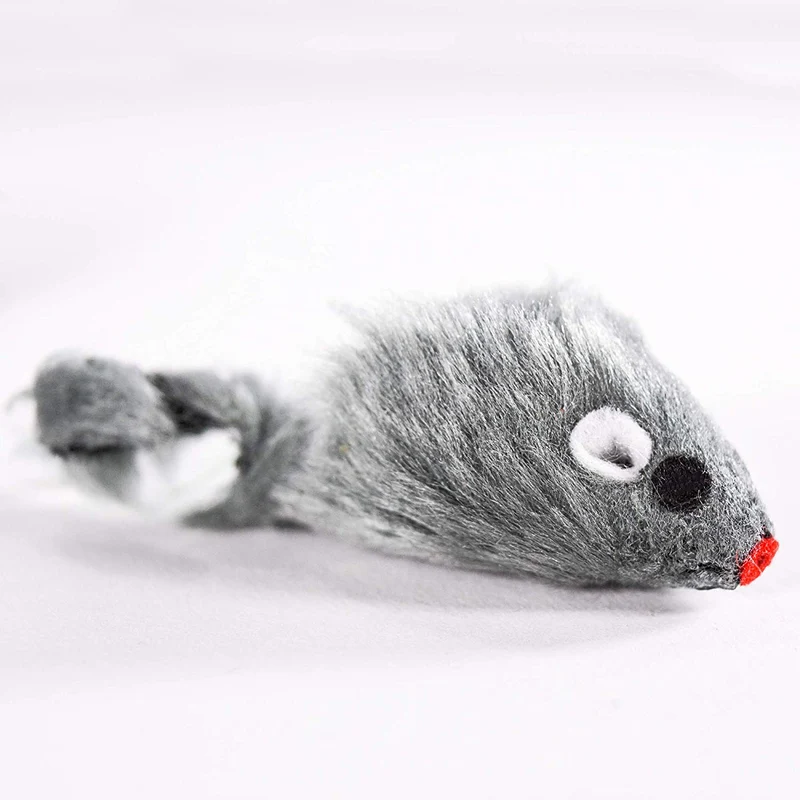 Ratones con pelo, juguetes para gato, bolsa de 12 ratones mixtos con sonido, 3 colores, paquete variado de Penn Plax