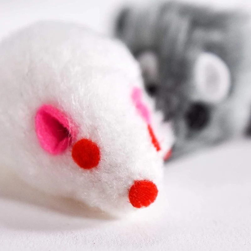 Ratones con pelo, juguetes para gato, bolsa de 12 ratones mixtos con sonido, 3 colores, paquete variado de Penn Plax
