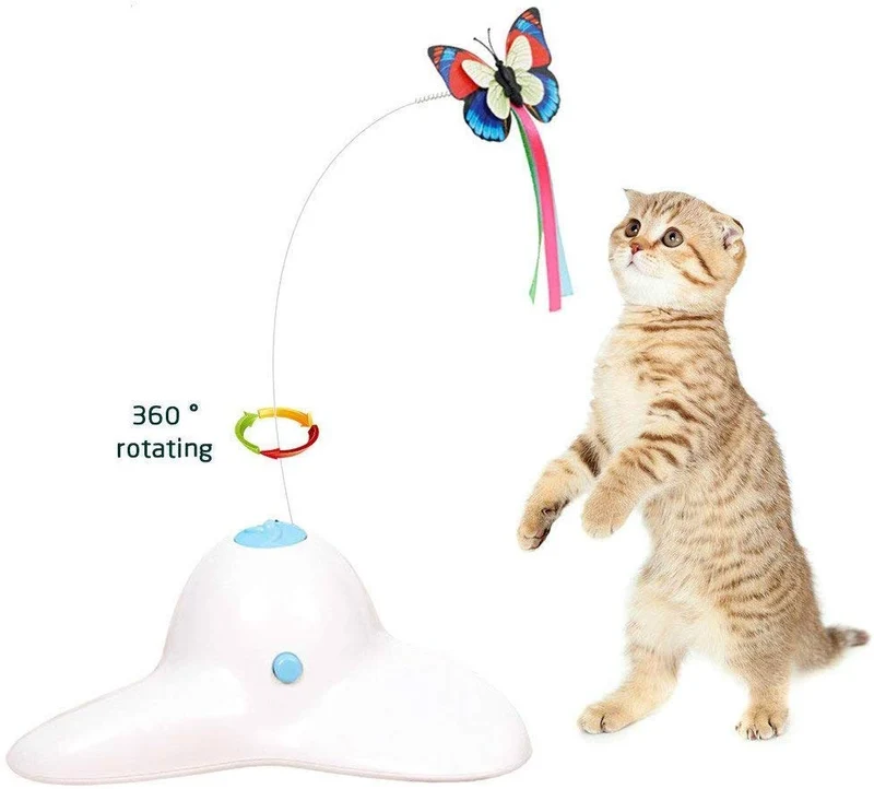 Zenes - Mariposa de juguete para gato, juguete con dos repuestos