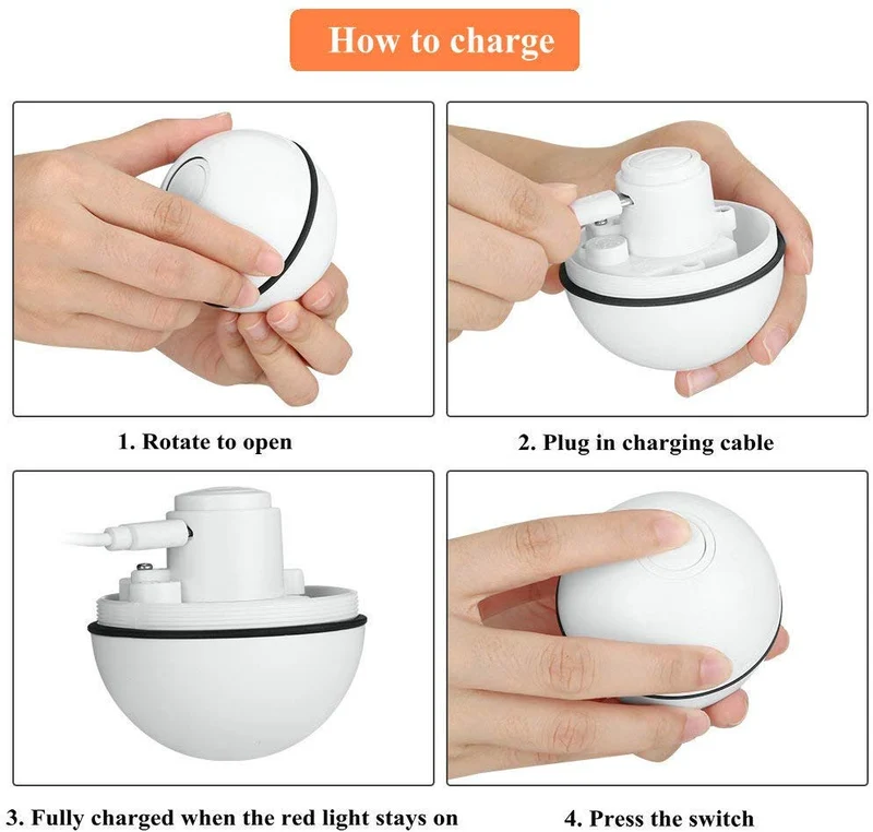 Pakoo Juguete interactivo para gato, juguete de gatito con ruedas automático, bola de movimiento recargable por USB, luz LED giratoria con función de temporizador, el mejor regalo para tu gatito