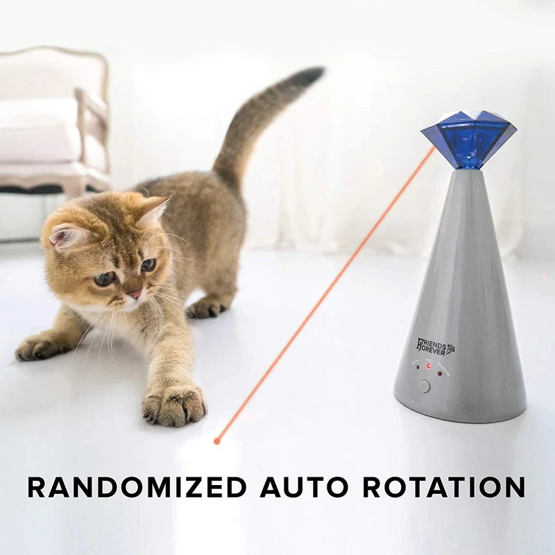 Friends Forever Interactive Cat Laser Toy - Puntero láser para gatos para entrenamiento automático giratorio, modo de 3 velocidades ajustable