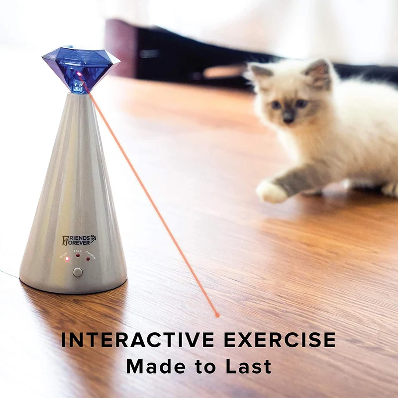 Friends Forever Interactive Cat Laser Toy - Puntero láser para gatos para entrenamiento automático giratorio, modo de 3 velocidades ajustable