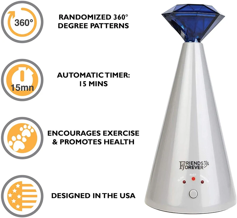 Friends Forever Interactive Cat Laser Toy - Puntero láser para gatos para entrenamiento automático giratorio, modo de 3 velocidades ajustable