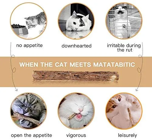 WoLover - Palos de Silvervine naturales para gatos, palitos de gato, palillos de masticar Matatabi, palillos de dientes molares para masticar gatitos