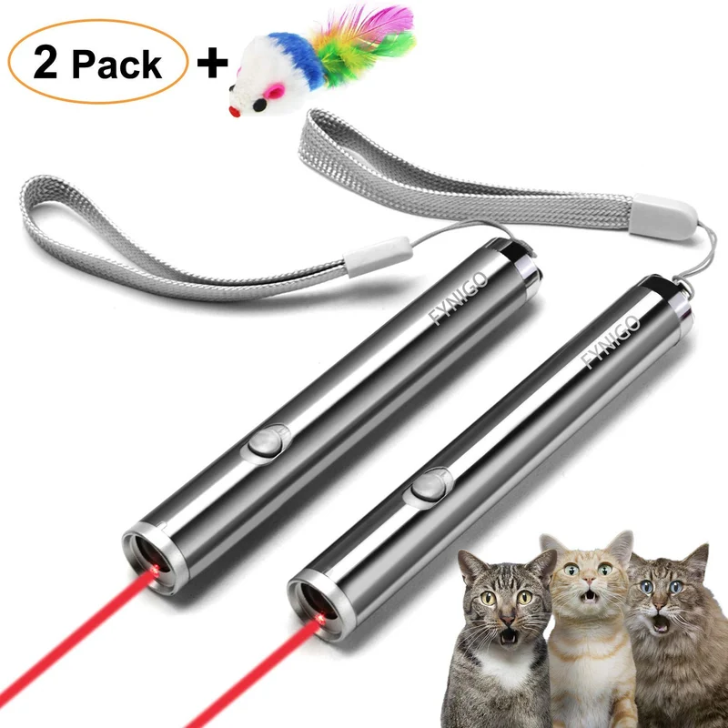 fynigo interactiva, juguetes, de gatos luz juguetes para gatos y perros, función 2 en 1 Rojo Puntero de luz/linterna LED, mascota Chaser juguetes para ejercicio (2 unidades)