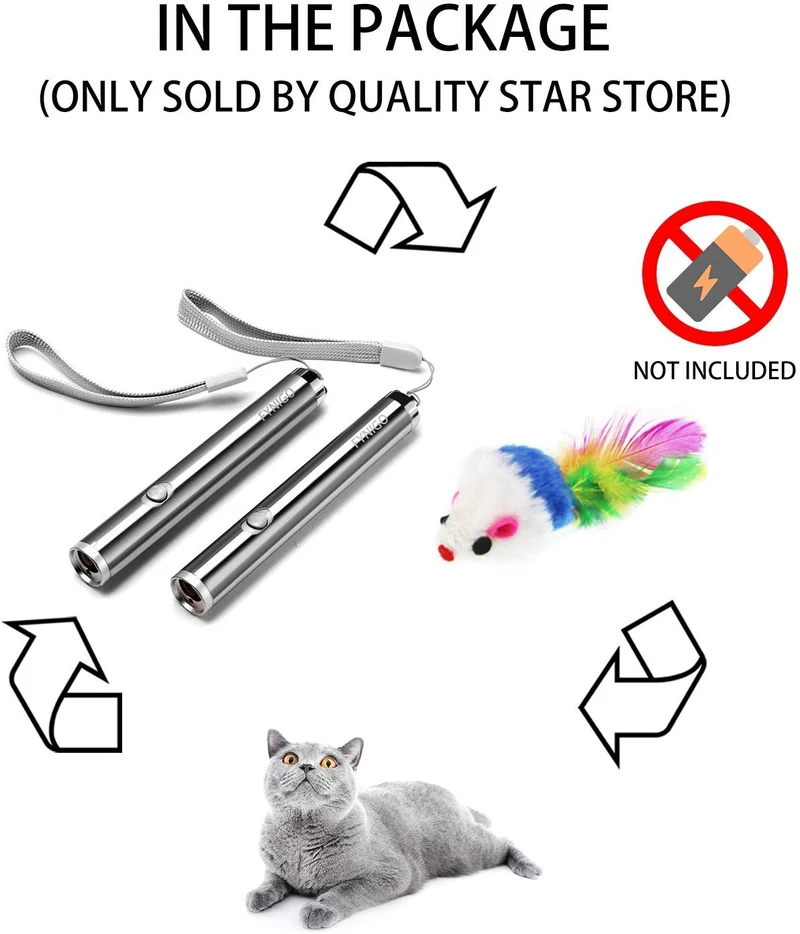 fynigo interactiva, juguetes, de gatos luz juguetes para gatos y perros, función 2 en 1 Rojo Puntero de luz/linterna LED, mascota Chaser juguetes para ejercicio (2 unidades)