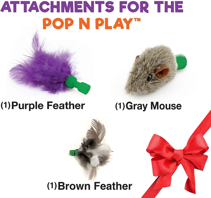 Allstar Innovations Pop N’ Play Interactive Motion Cat Toy, Includes: Electronic Smart Random Moving Feather & Mouse Teaser, Mouse Squeak Sound Optional & Auto Shut Off. Best Cat Toy Ever!